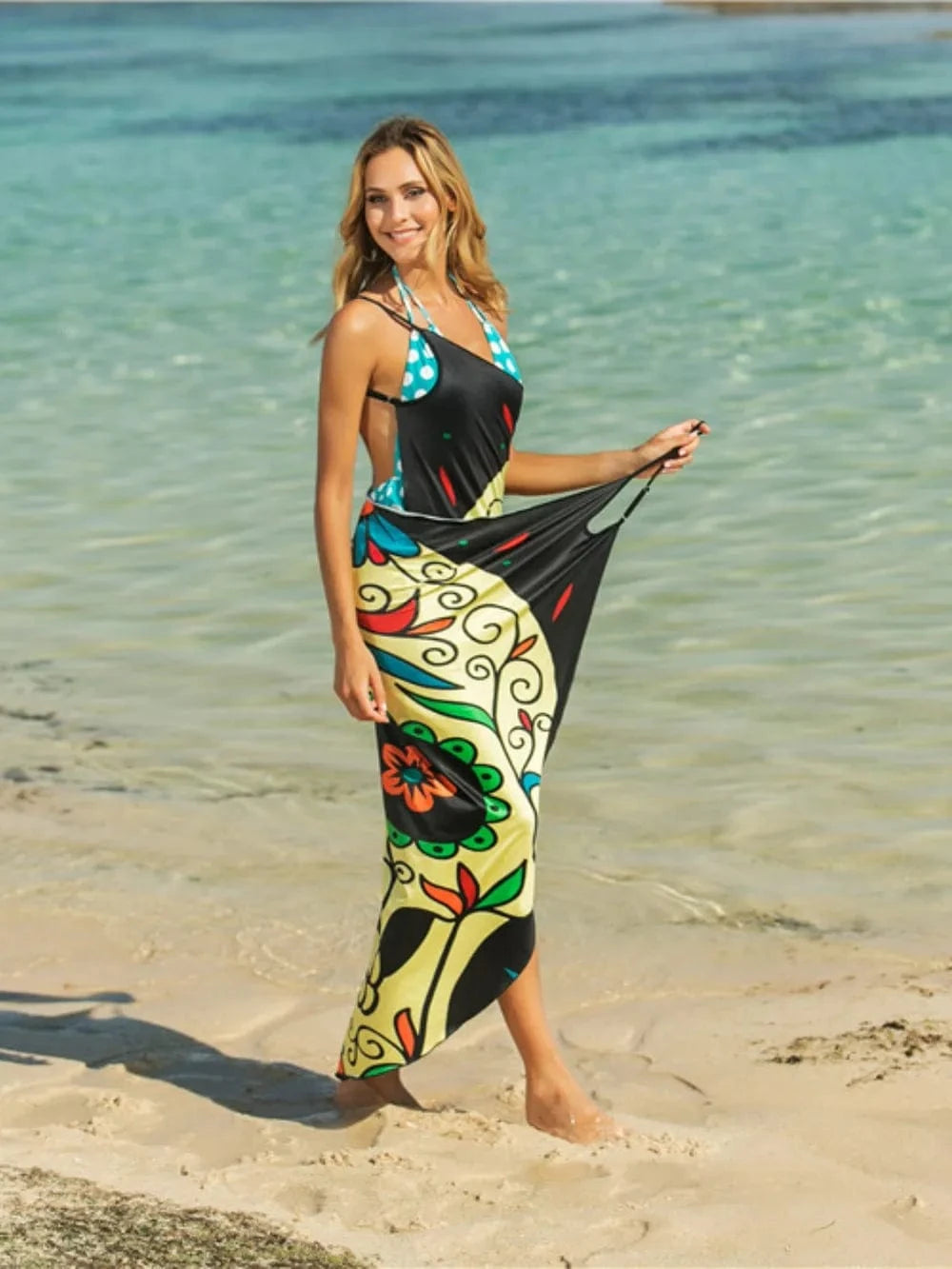 Printed Spaghetti Strap Cover Up coverups