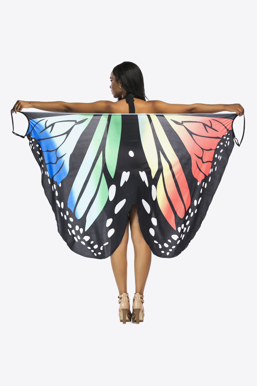 Red One Size Butterfly Spaghetti Strap Cover Up coverups