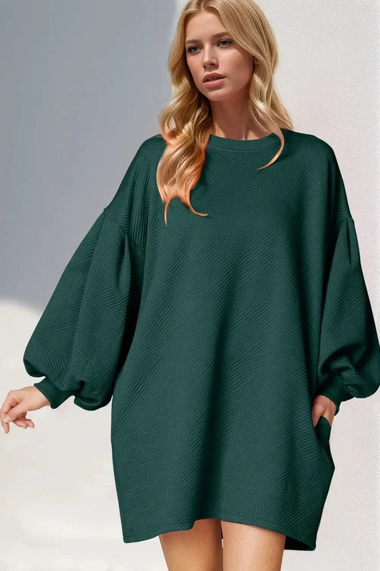 double take lantern sleeve mini dress