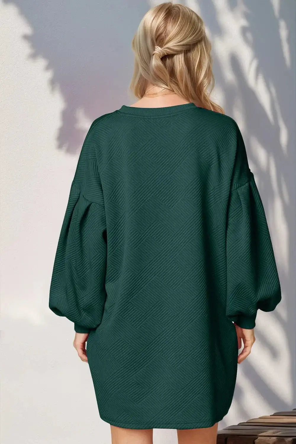 double take lantern sleeve mini dress