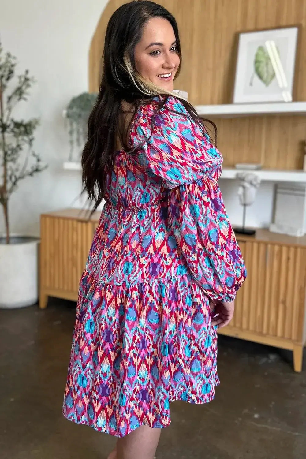 Dresses Double Take Full Size Printed Long Sleeve Dress Double Take Full Size Printed Long Sleeve Dress