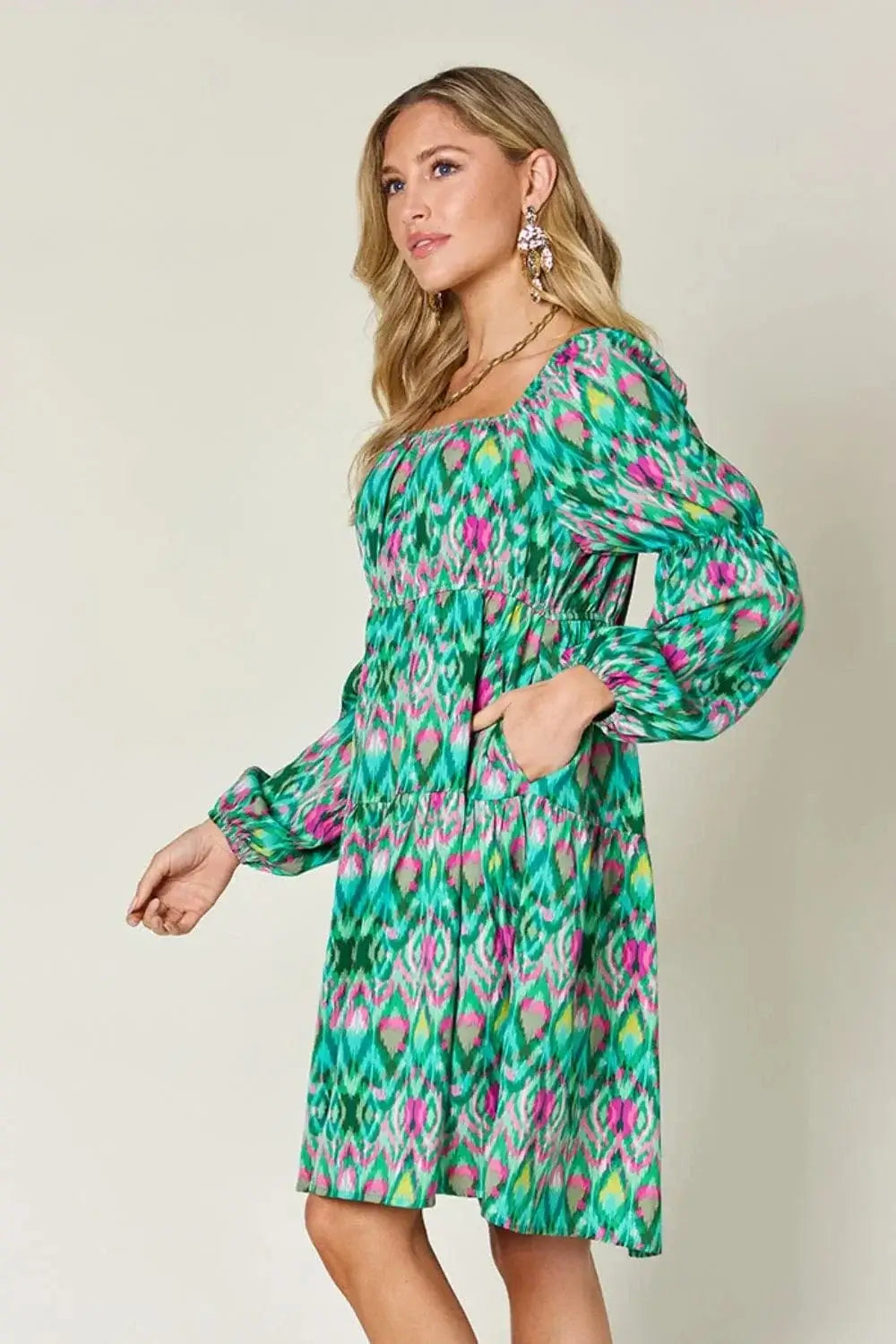 Dresses Double Take Full Size Printed Long Sleeve Dress Double Take Full Size Printed Long Sleeve Dress