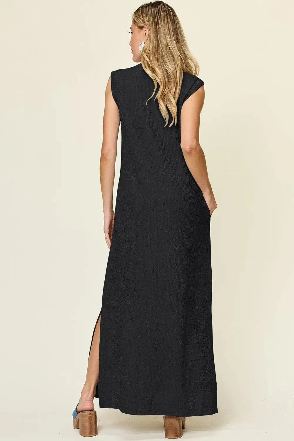 Dresses Double Take Full Size Texture Mock Neck Sleeveless Maxi Dress Double Take Full Size Texture Mock Neck Sleeveless Maxi Dress