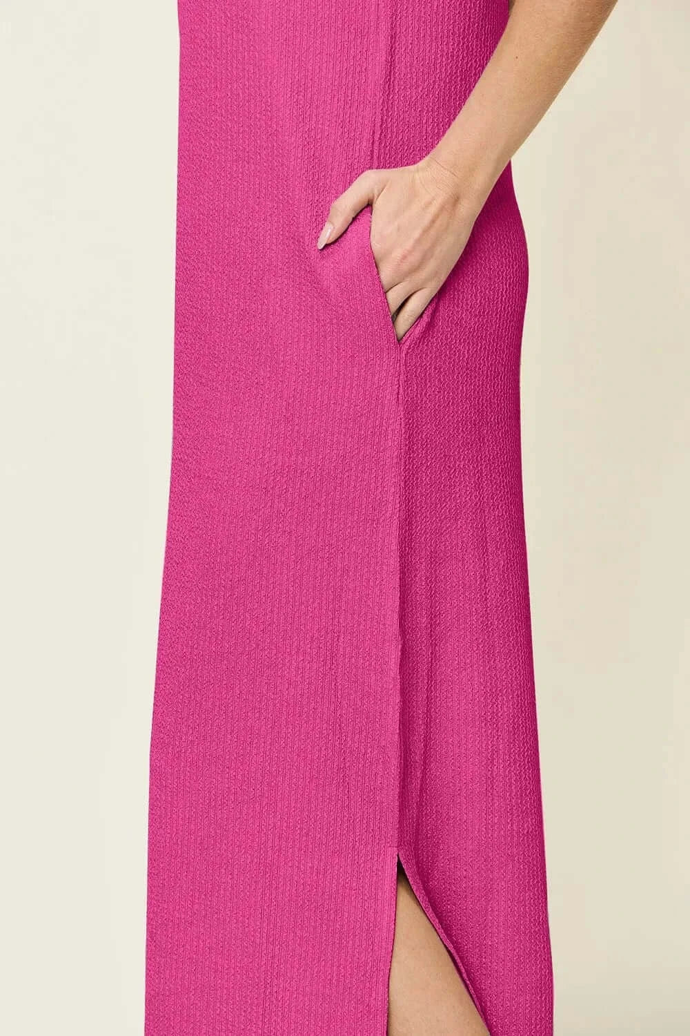 Dresses Double Take Full Size Texture Mock Neck Sleeveless Maxi Dress Double Take Full Size Texture Mock Neck Sleeveless Maxi Dress