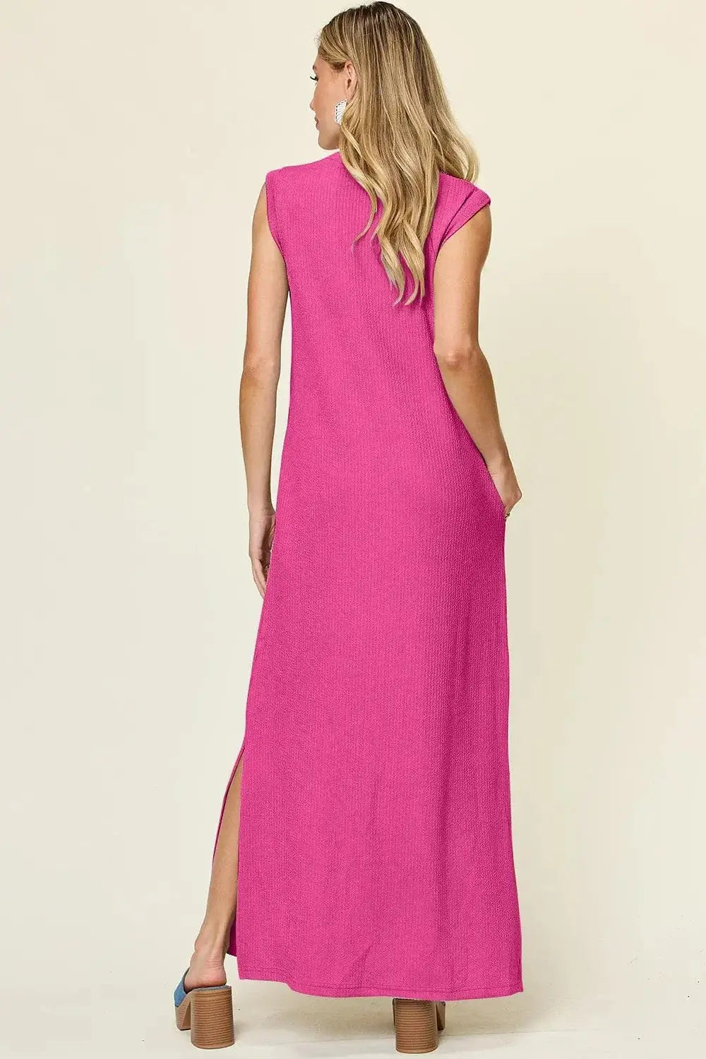Dresses Double Take Full Size Texture Mock Neck Sleeveless Maxi Dress Double Take Full Size Texture Mock Neck Sleeveless Maxi Dress