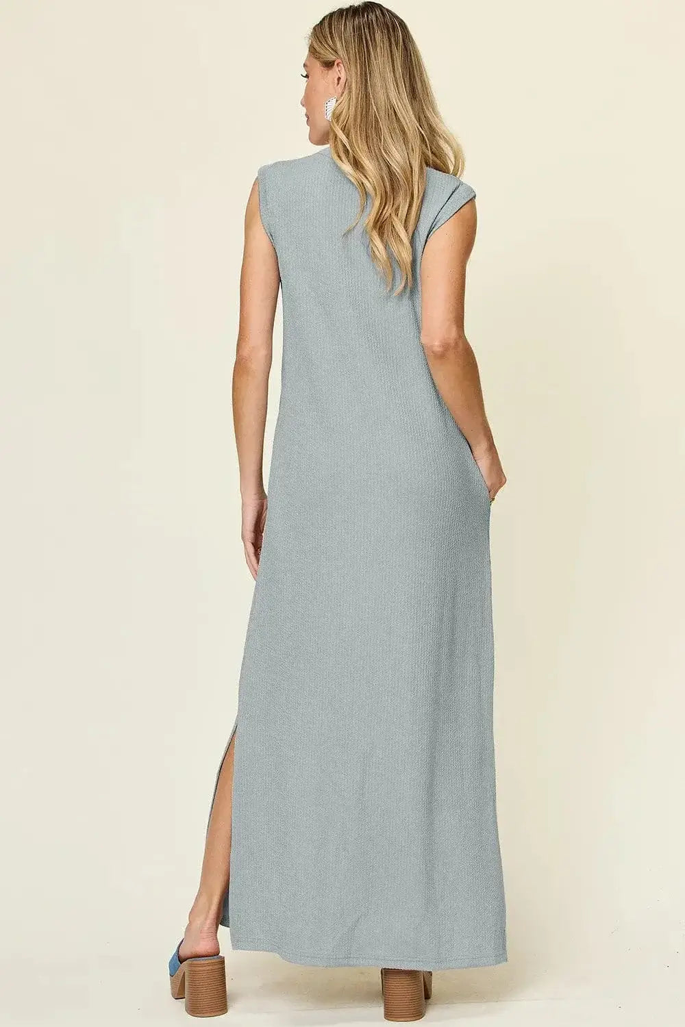 Dresses Double Take Full Size Texture Mock Neck Sleeveless Maxi Dress Double Take Full Size Texture Mock Neck Sleeveless Maxi Dress