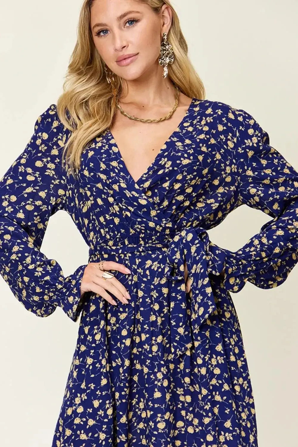 Dresses Double Take Full Size Tie Back Flounce Sleeve Dress Double Take Full Size Tie Back Flounce Sleeve Dress