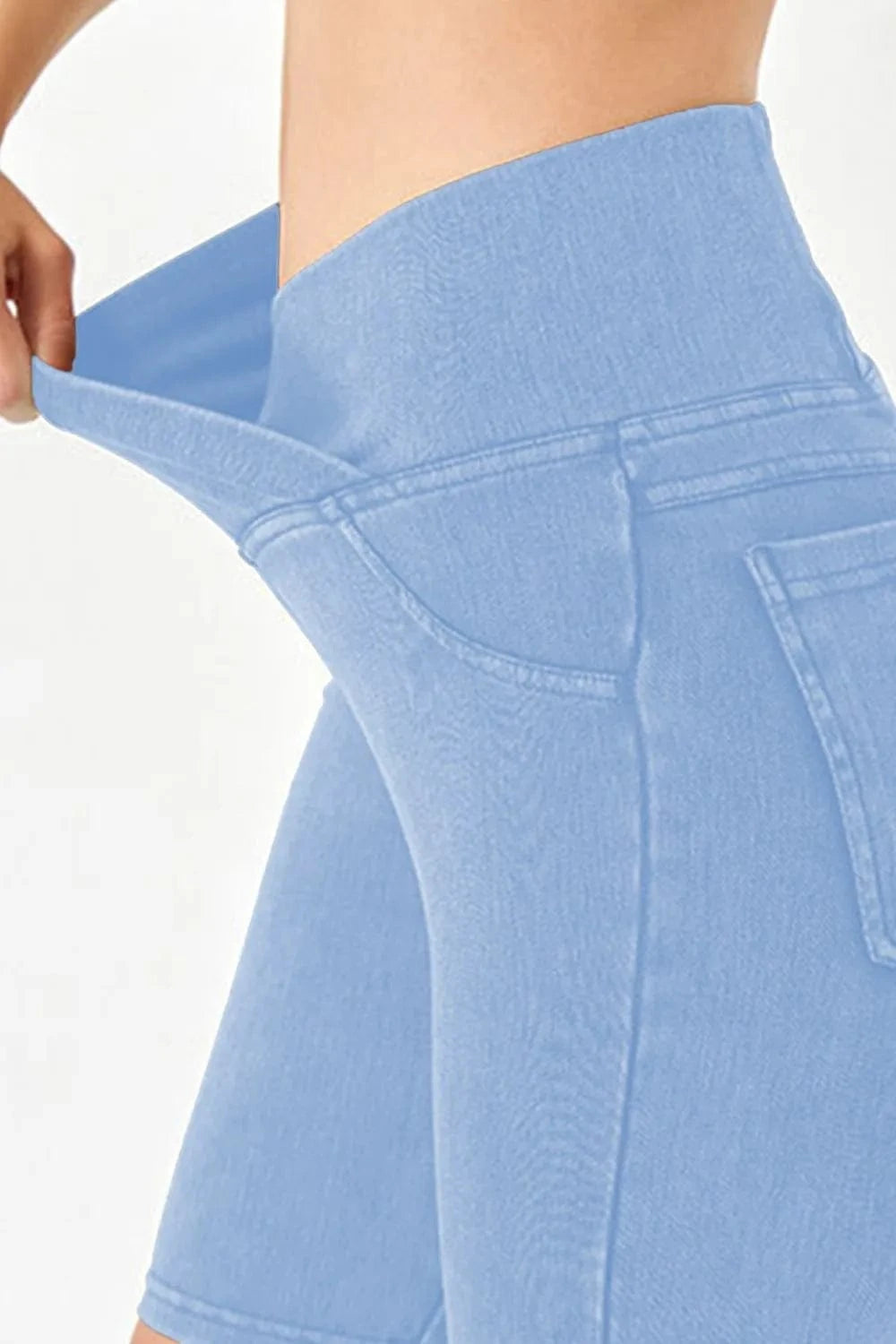 Basic Bae Asymmetrical Waist Denim Shorts with Pockets everyday essentials