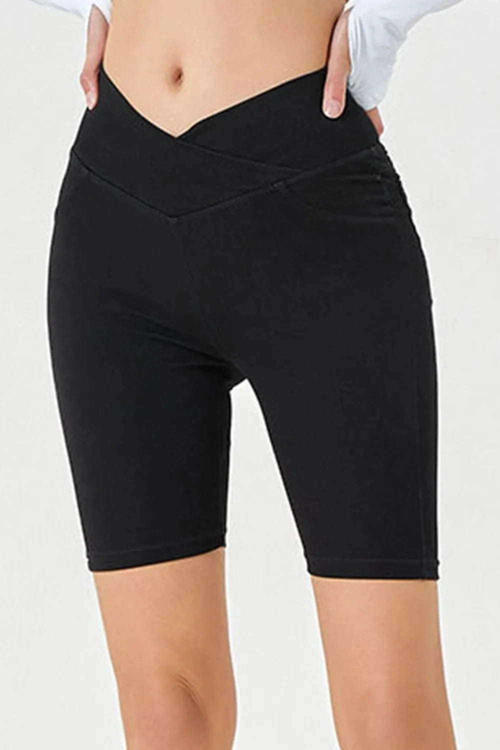 Basic Bae Asymmetrical Waist Denim Shorts with Pockets everyday essentials