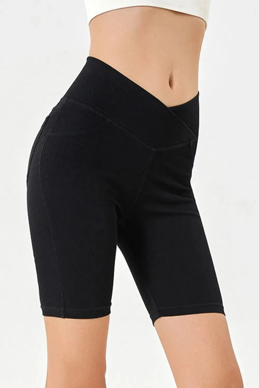 Basic Bae Asymmetrical Waist Denim Shorts with Pockets everyday essentials