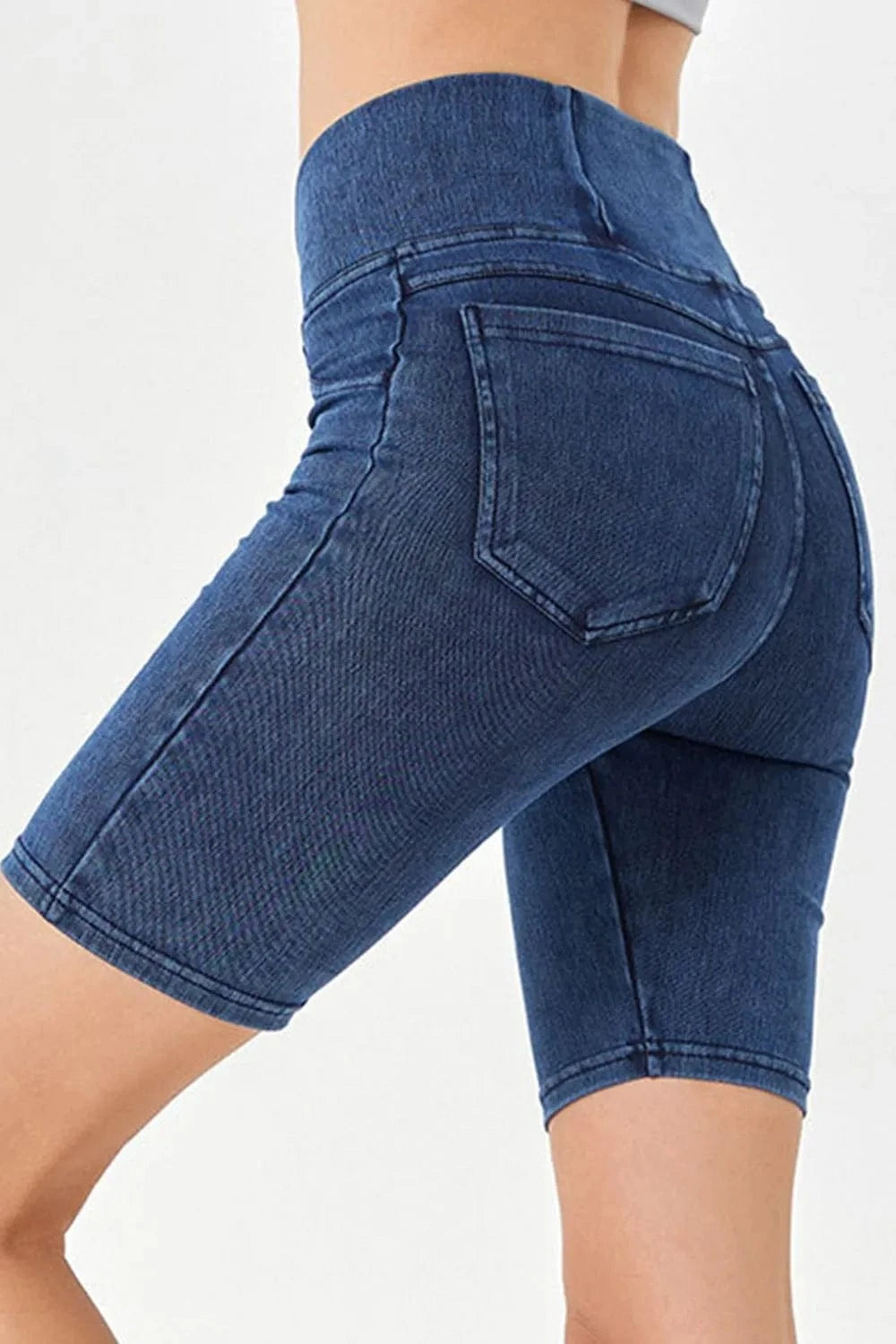 Basic Bae Asymmetrical Waist Denim Shorts with Pockets everyday essentials