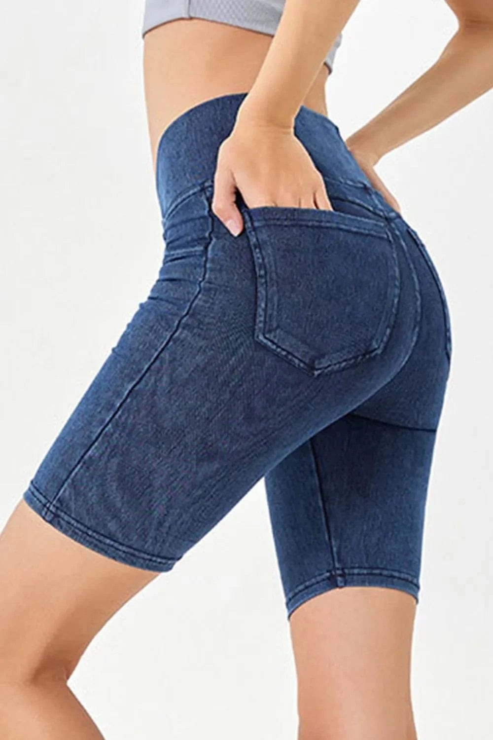Basic Bae Asymmetrical Waist Denim Shorts with Pockets everyday essentials