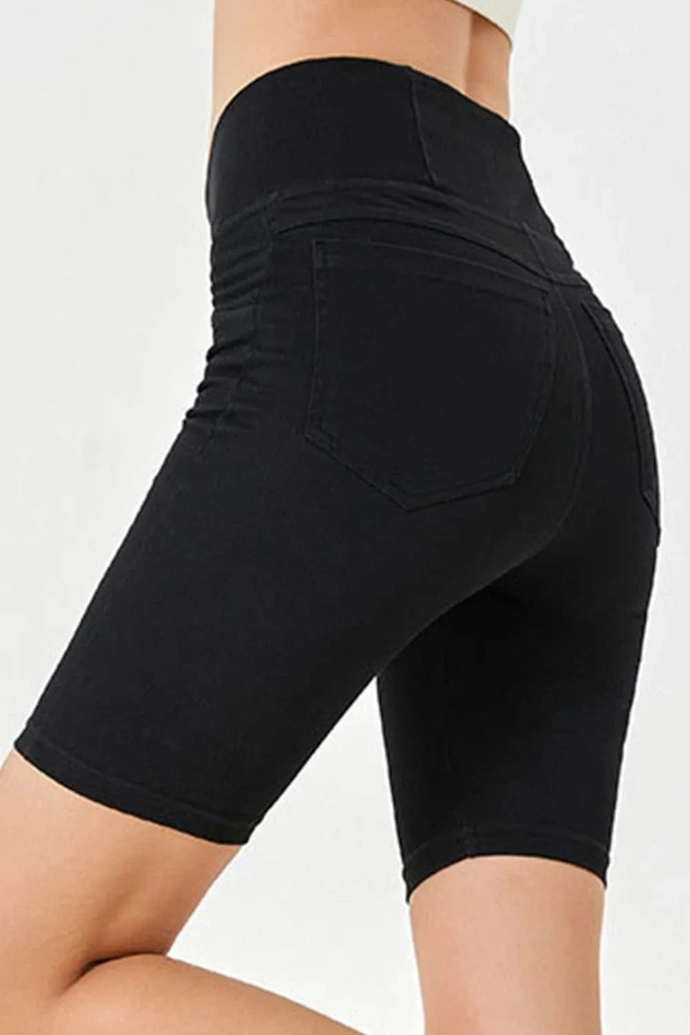 Basic Bae Asymmetrical Waist Denim Shorts with Pockets everyday essentials