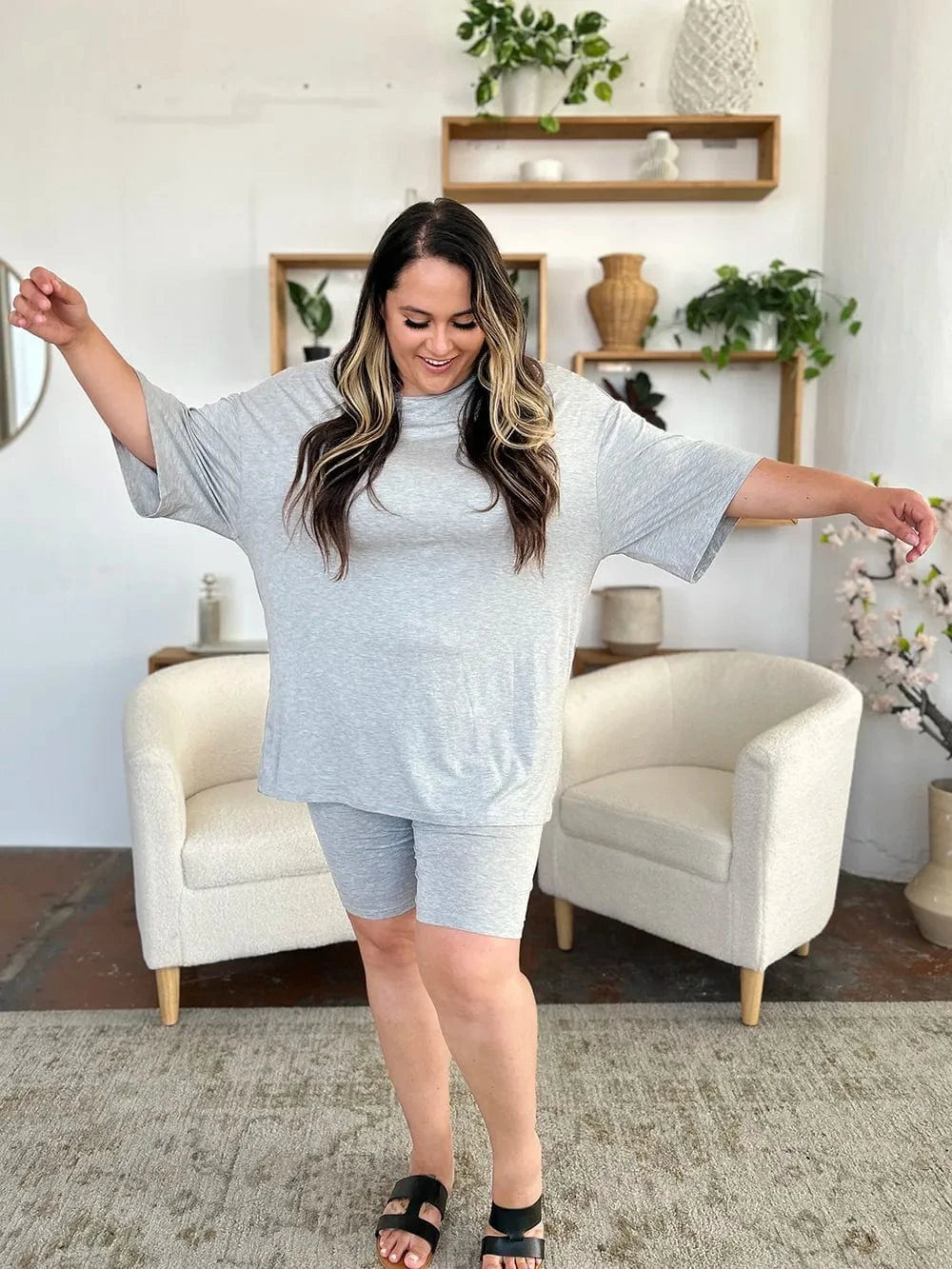 Basic Bae Bamboo Full Size Round Neck Drop Shoulder T-Shirt and Shorts Set everyday essentials