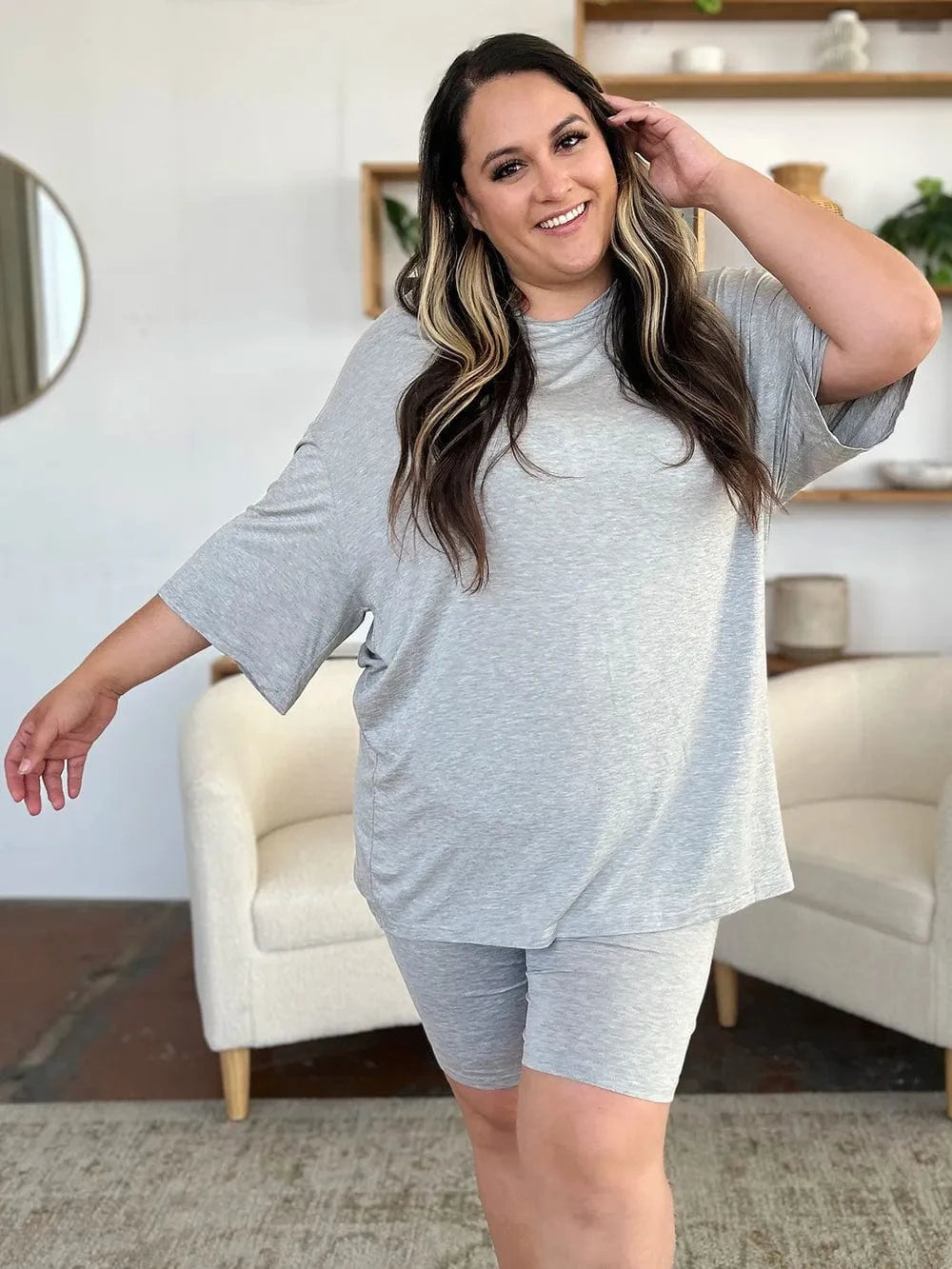 Basic Bae Bamboo Full Size Round Neck Drop Shoulder T-Shirt and Shorts Set everyday essentials