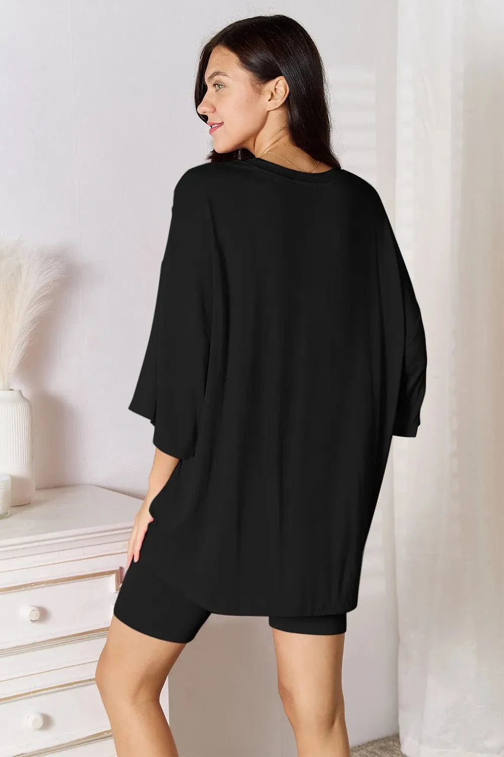 Basic Bae Bamboo Full Size Round Neck Drop Shoulder T-Shirt and Shorts Set everyday essentials