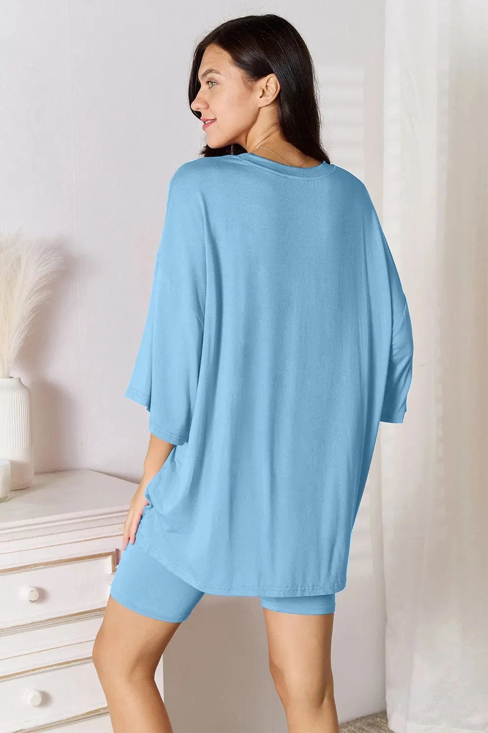 Basic Bae Bamboo Full Size Round Neck Drop Shoulder T-Shirt and Shorts Set everyday essentials