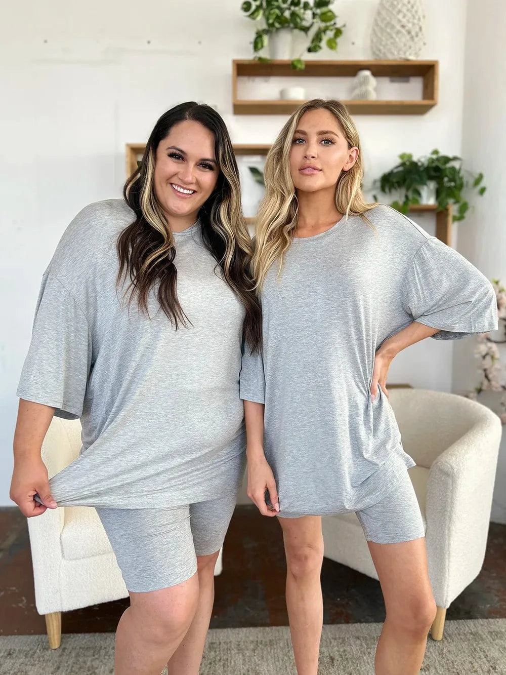 Basic Bae Bamboo Full Size Round Neck Drop Shoulder T-Shirt and Shorts Set everyday essentials