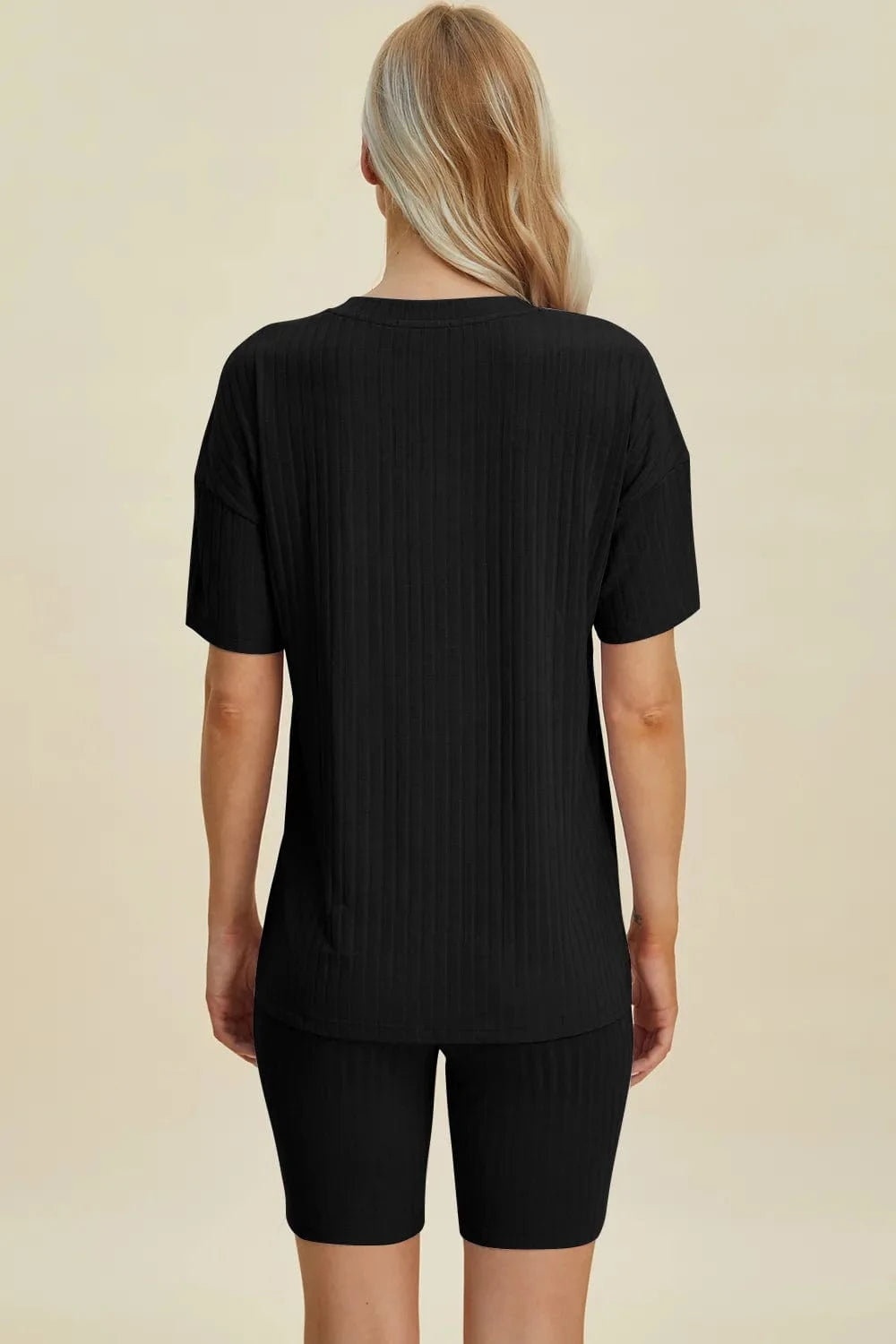 Basic Bae Full Size Ribbed V-Neck Short Sleeve Top and Shorts Set everyday essentials