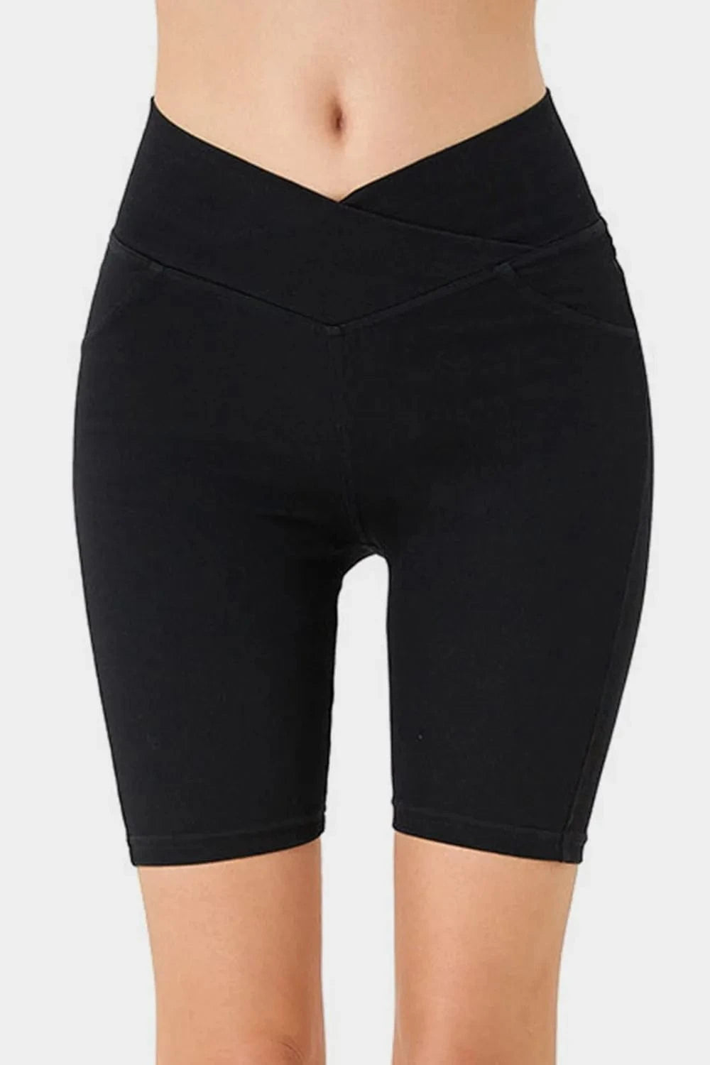 Black Basic Bae Asymmetrical Waist Denim Shorts with Pockets everyday essentials