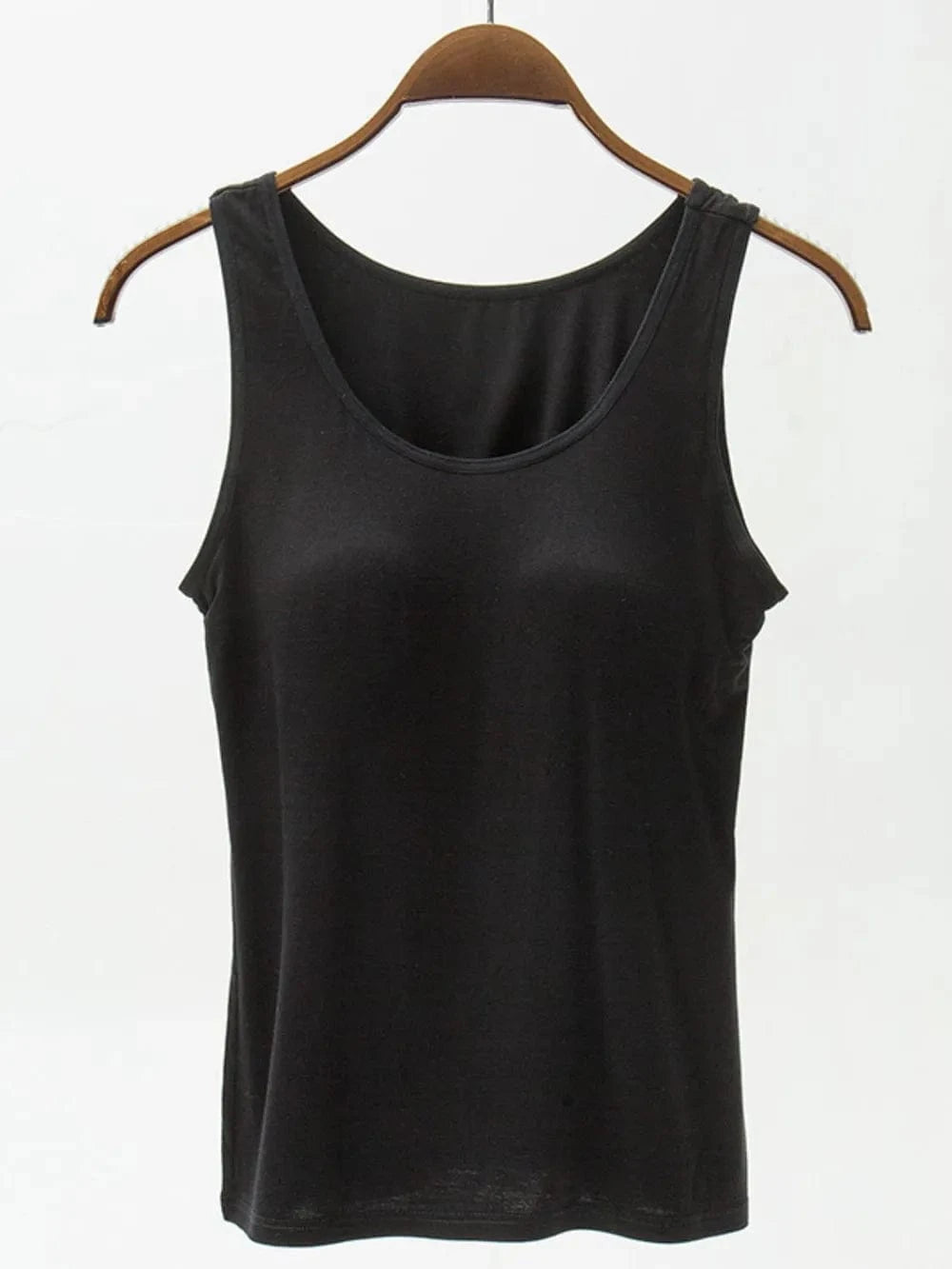 Black Full Size Wide Strap Modal Tank with Bra everyday essentials