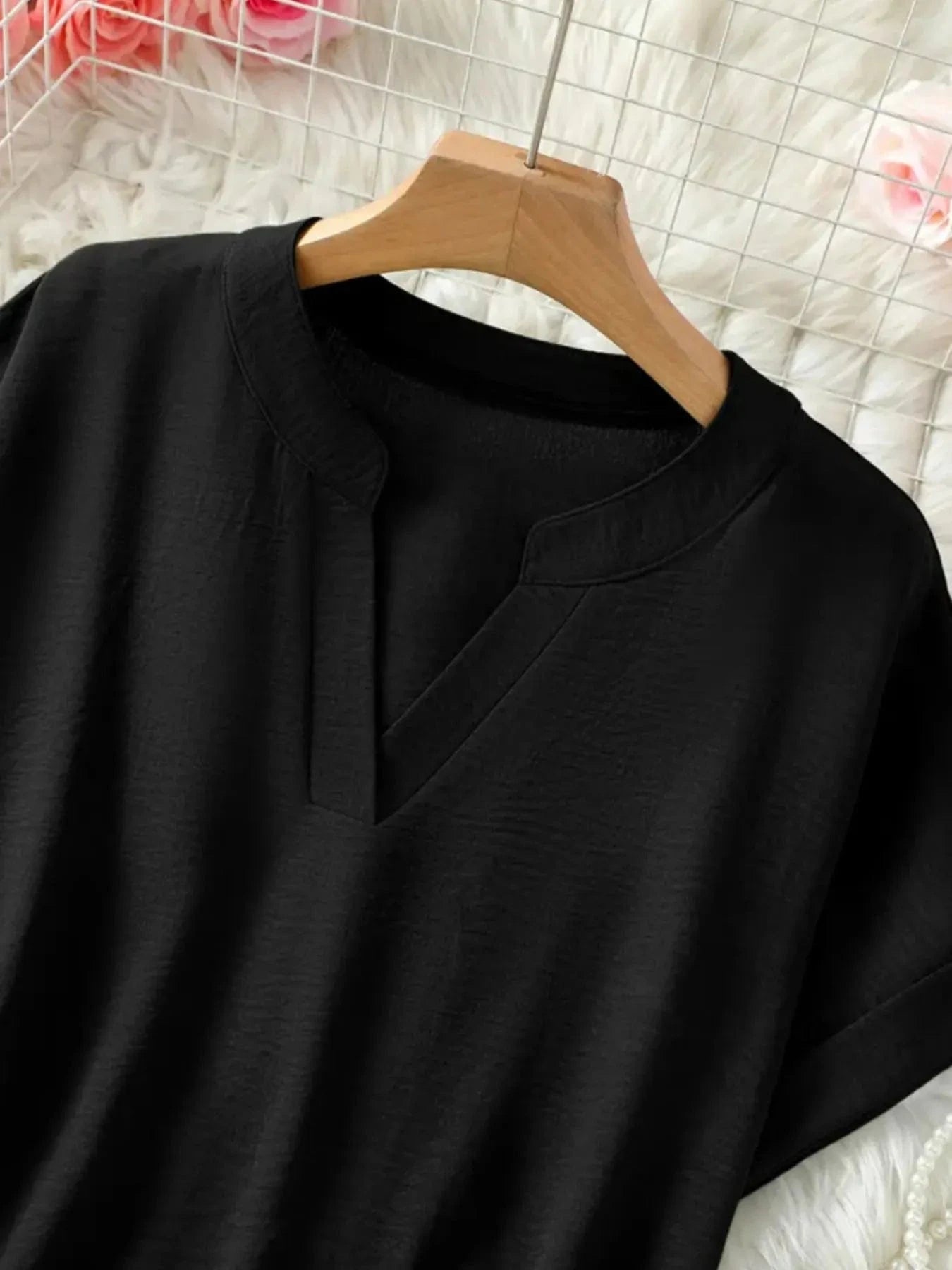 Casual Notched Short Sleeve Blouse everyday essentials