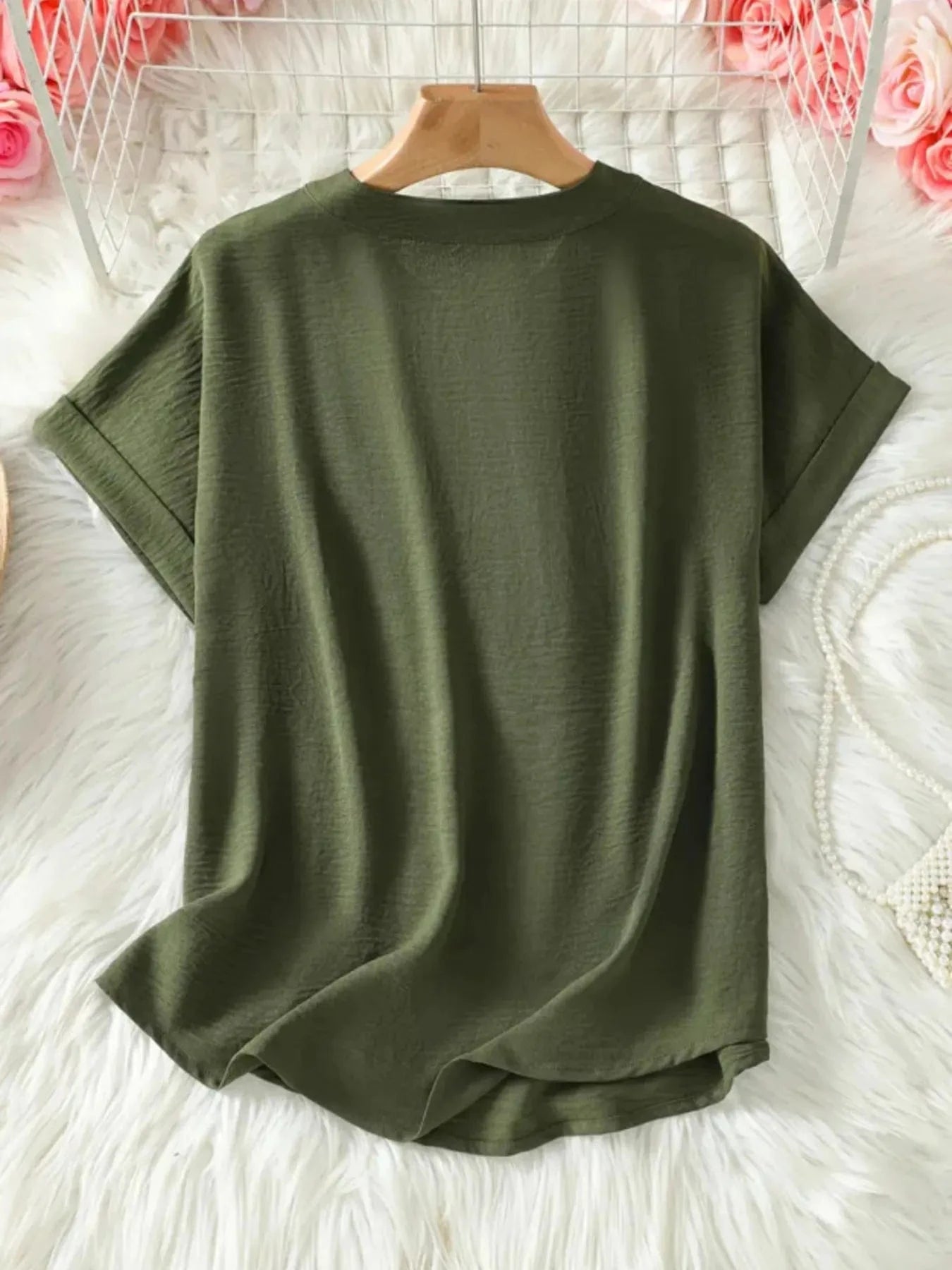 Casual Notched Short Sleeve Blouse everyday essentials