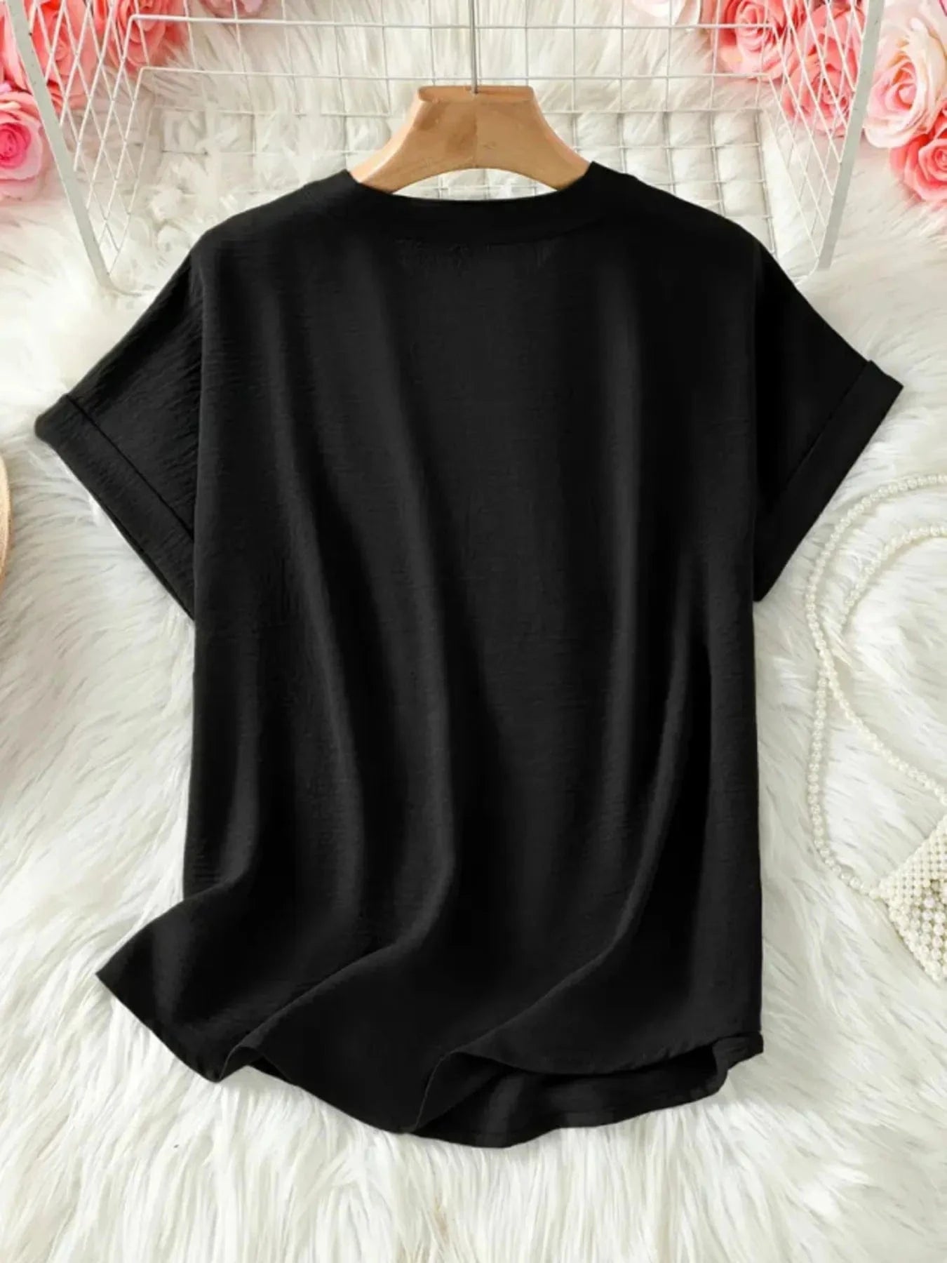 Casual Notched Short Sleeve Blouse everyday essentials