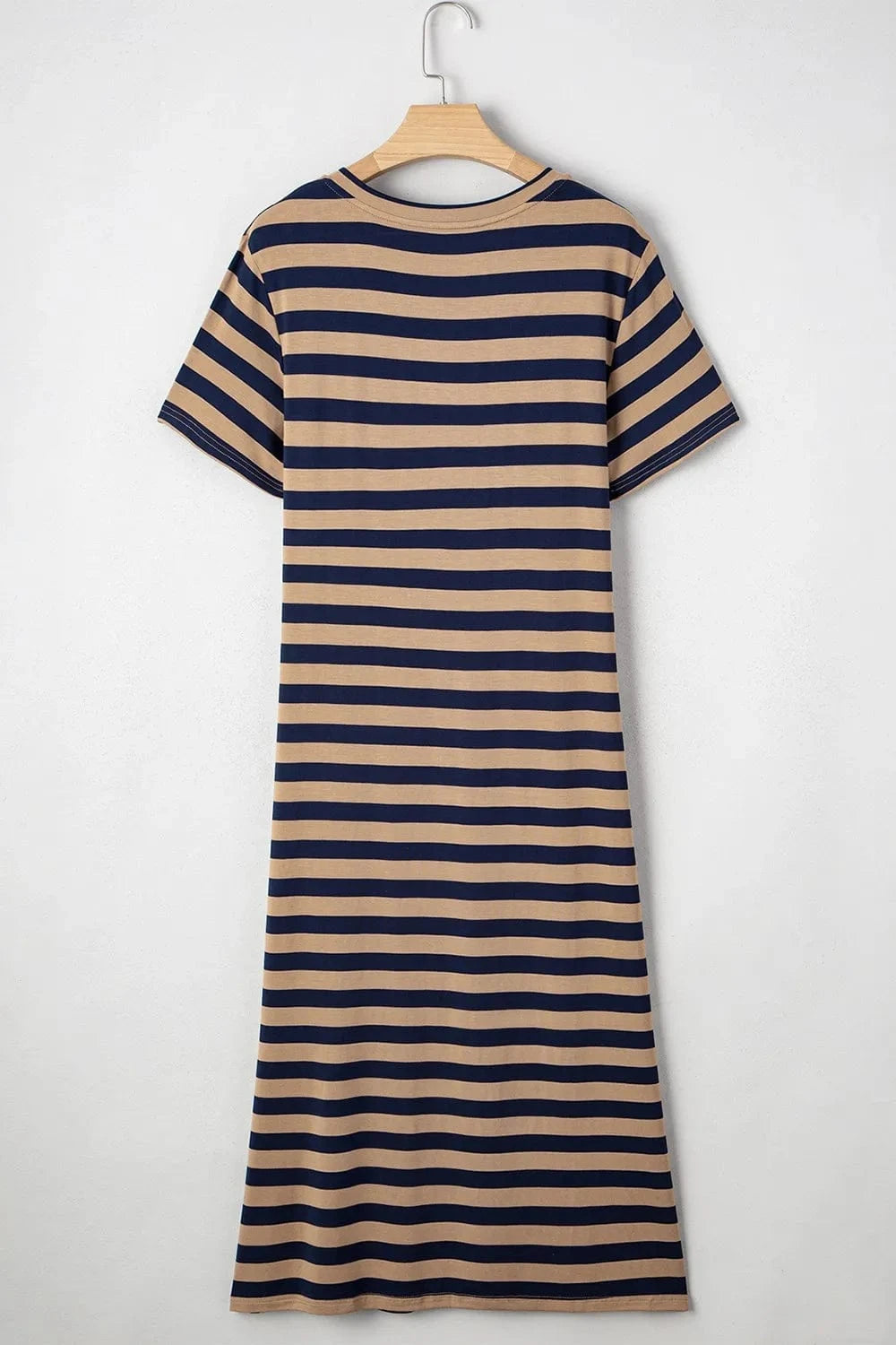 Casual Striped V-Neck Midi T-Shirt Dress everyday essentials