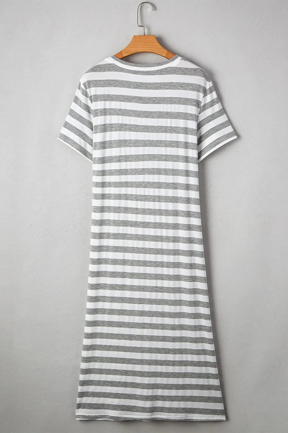 Casual Striped V-Neck Midi T-Shirt Dress everyday essentials