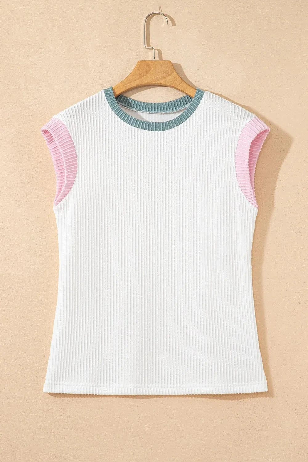 Contrast Trim Ribbed Knit Sleeveless Top everyday essentials