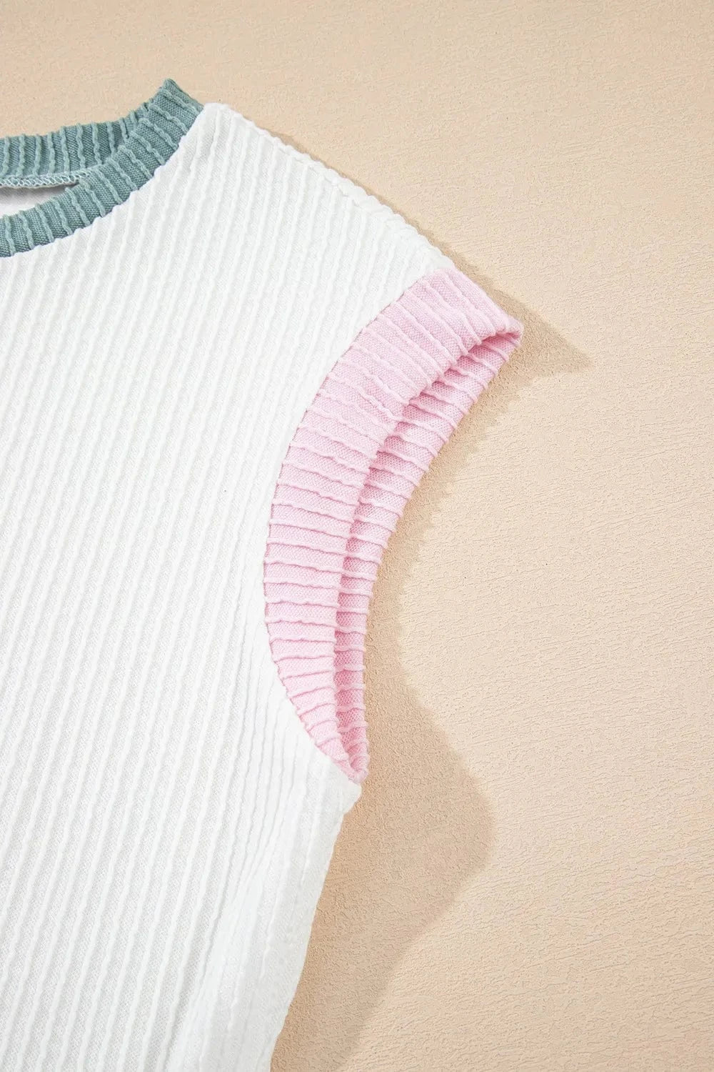 Contrast Trim Ribbed Knit Sleeveless Top everyday essentials