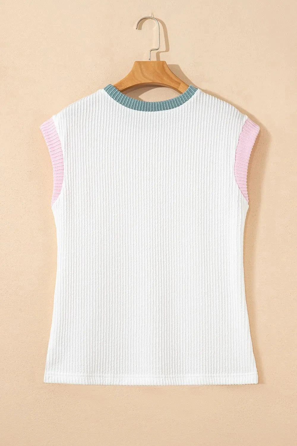 Contrast Trim Ribbed Knit Sleeveless Top everyday essentials
