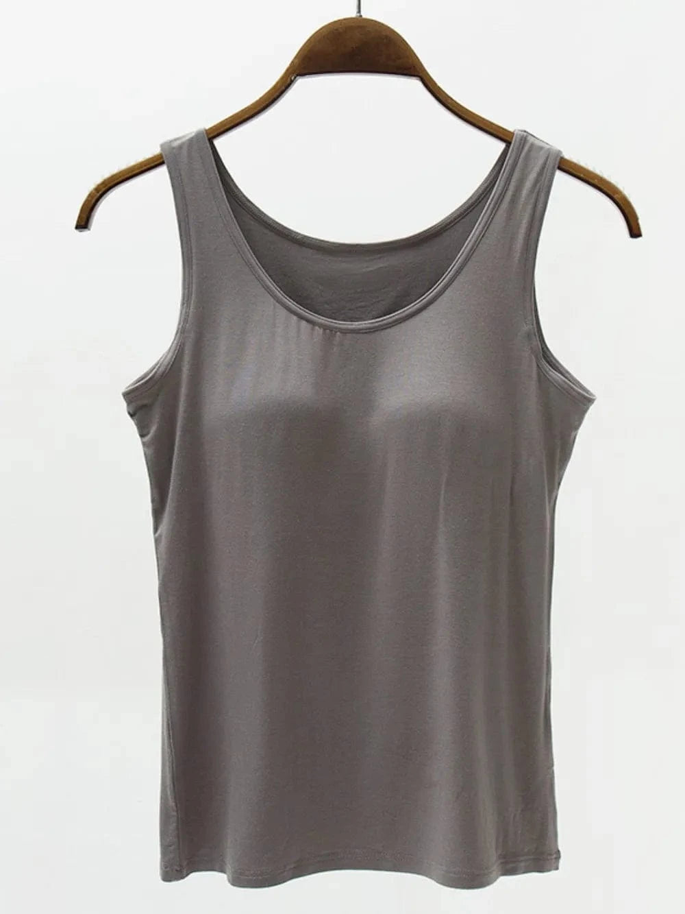 Dark Gray Full Size Wide Strap Modal Tank with Bra everyday essentials