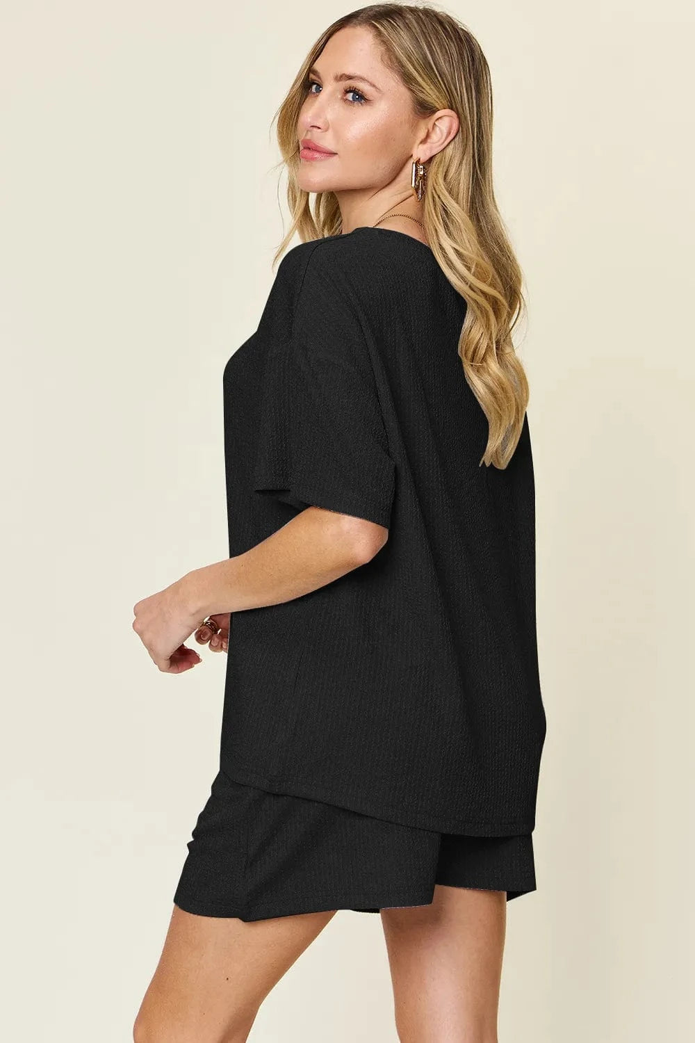 Double Take Basic style Round Neck Solid Set everyday essentials