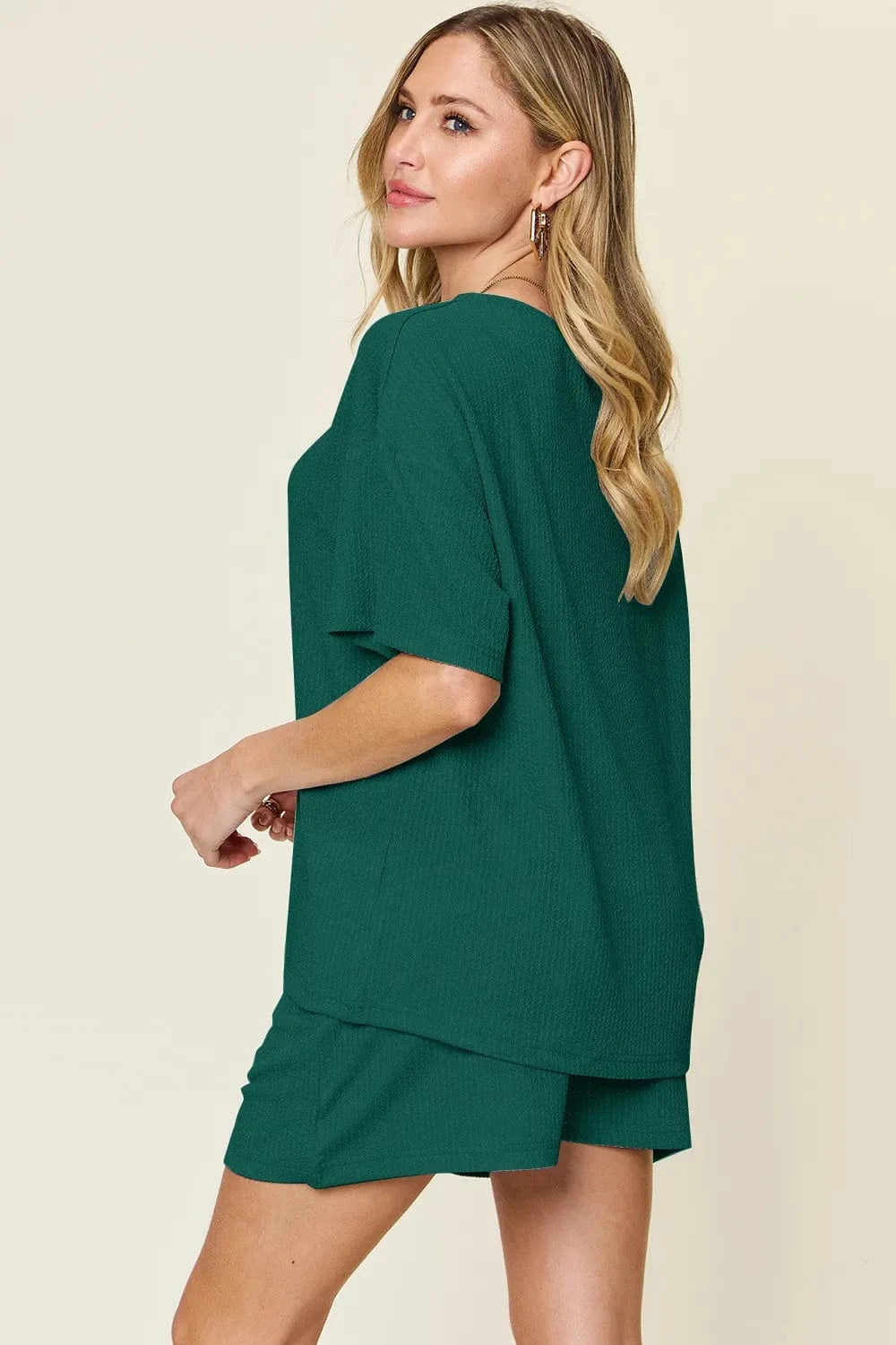 Double Take Basic style Round Neck Solid Set everyday essentials