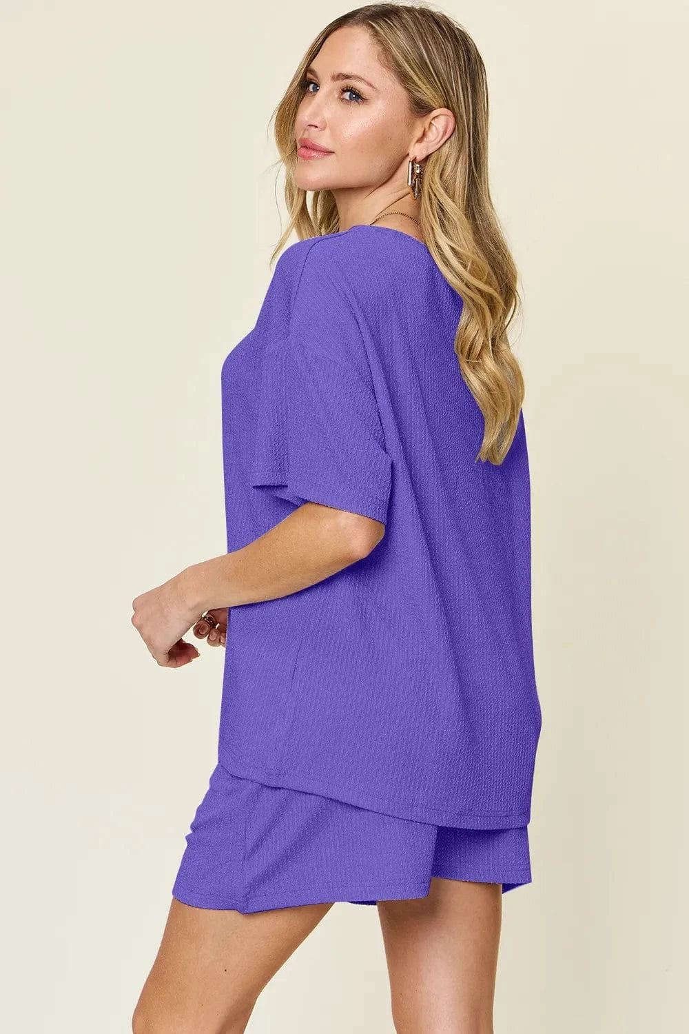 Double Take Basic style Round Neck Solid Set everyday essentials