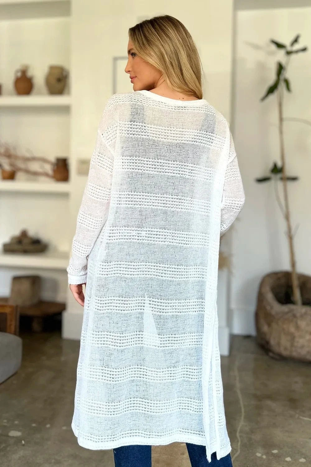 Double Take Full Size Open Front Longline Cardigan everyday essentials