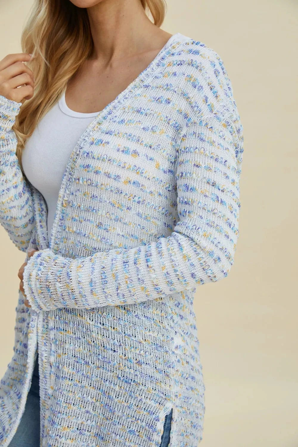 Double Take Full Size Open Front Longline Cardigan everyday essentials