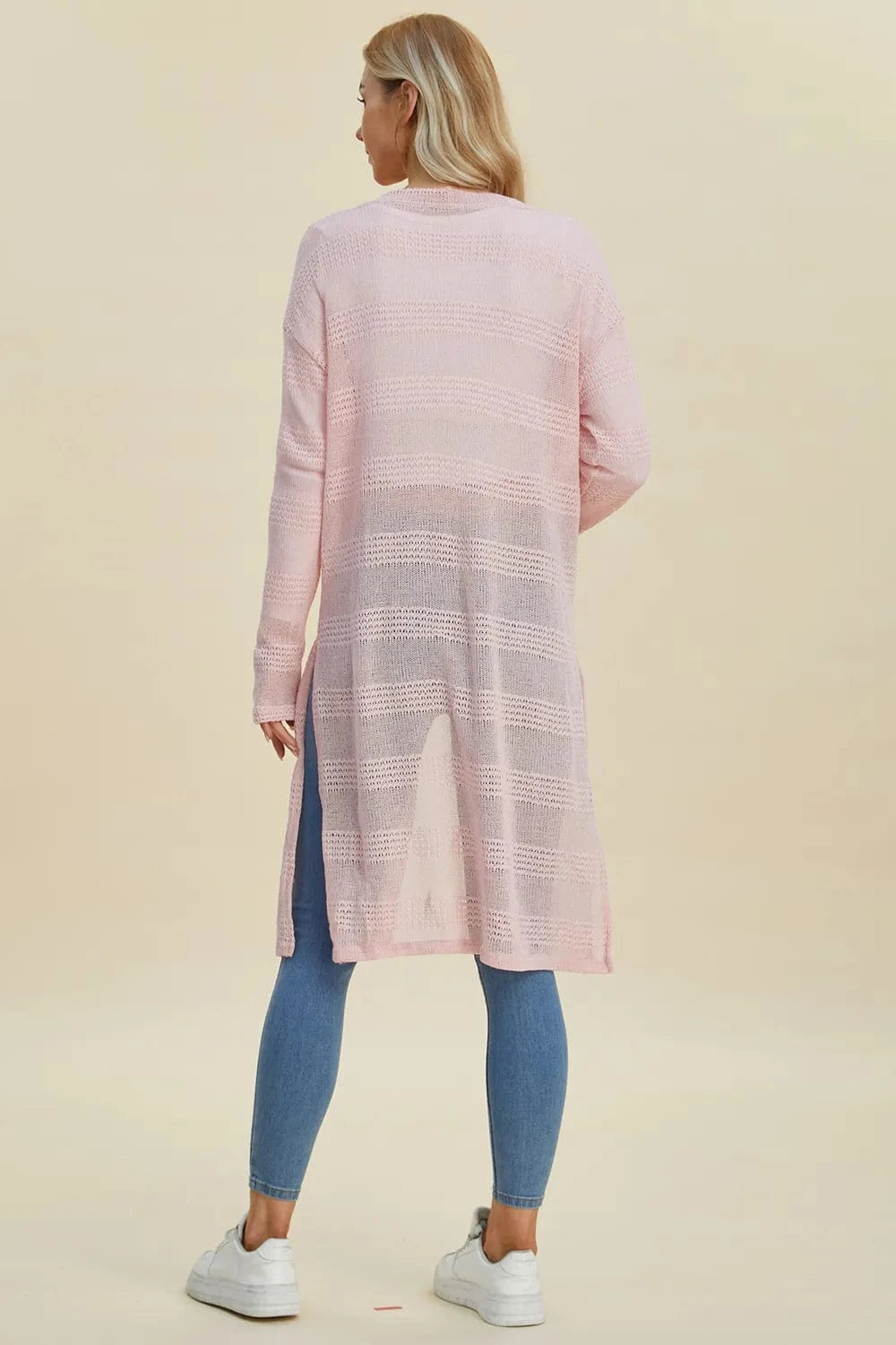 Double Take Full Size Open Front Longline Cardigan everyday essentials
