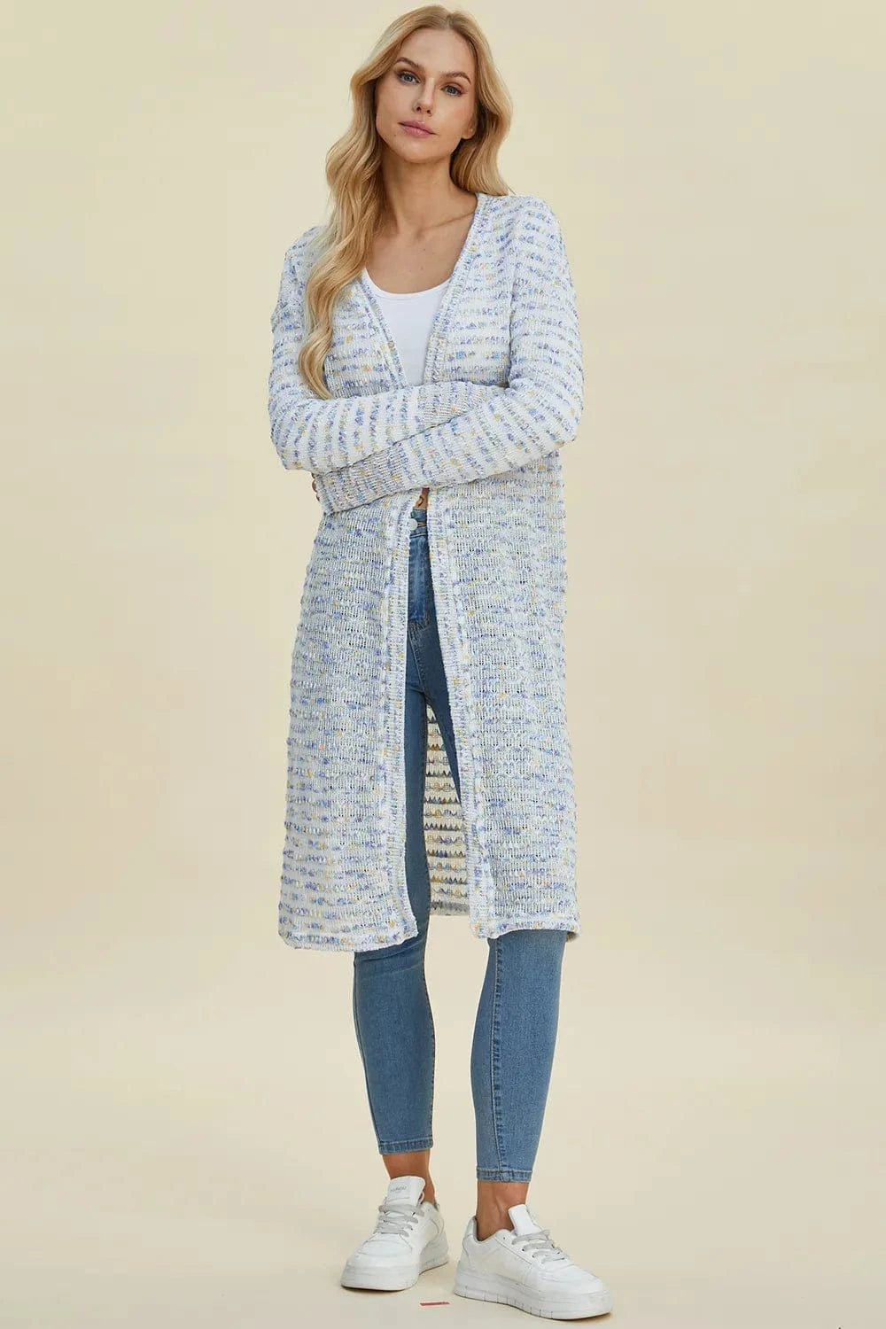 Double Take Full Size Open Front Longline Cardigan everyday essentials