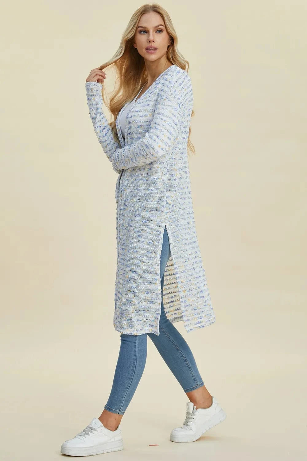 Double Take Full Size Open Front Longline Cardigan everyday essentials