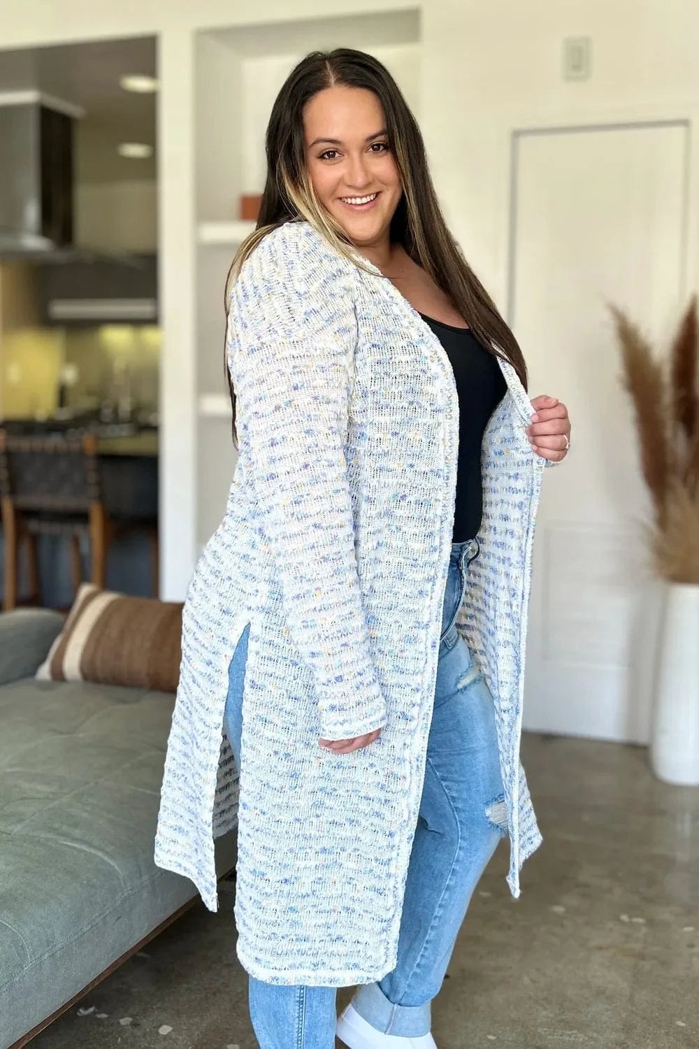 Double Take Full Size Open Front Longline Cardigan everyday essentials