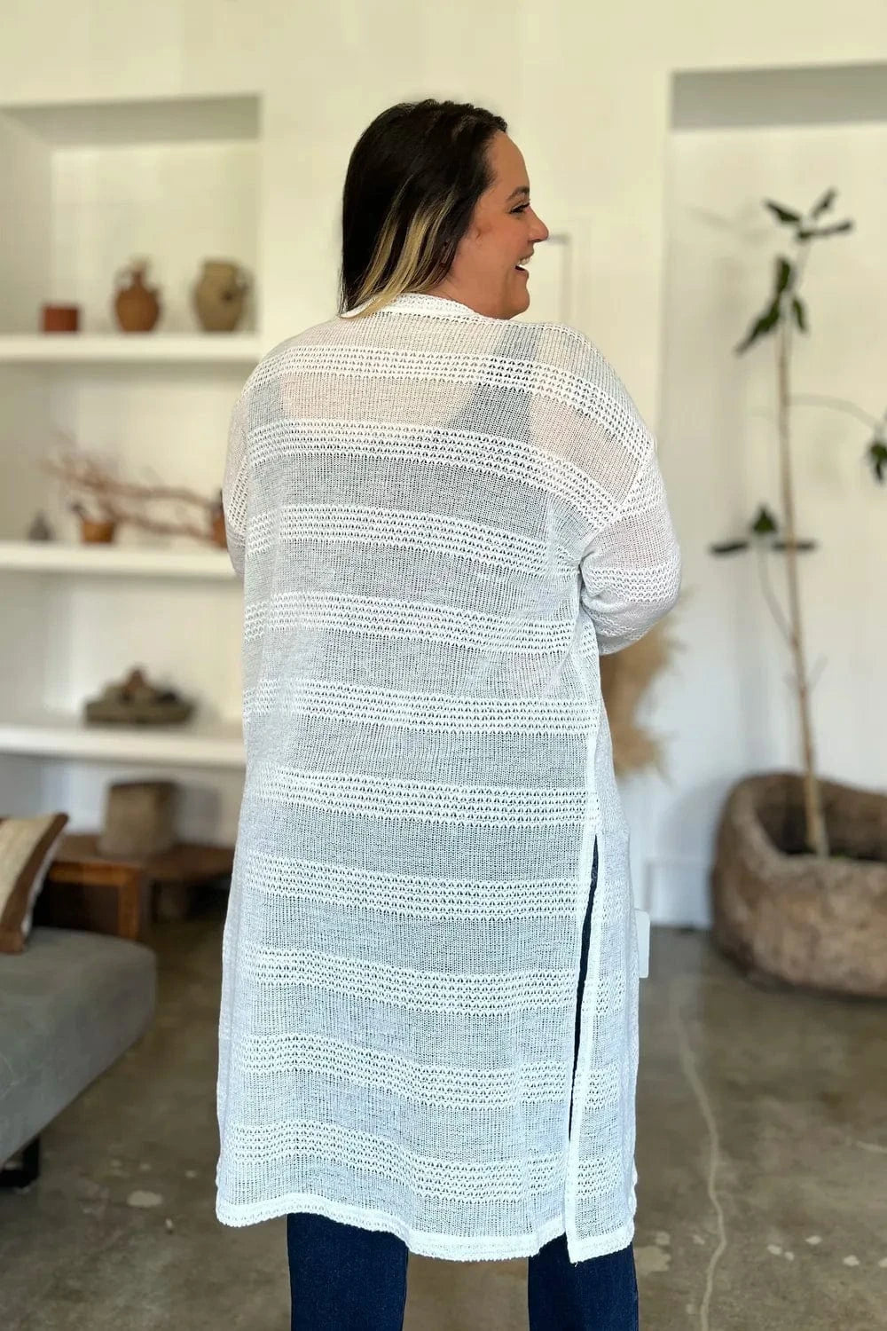 Double Take Full Size Open Front Longline Cardigan everyday essentials