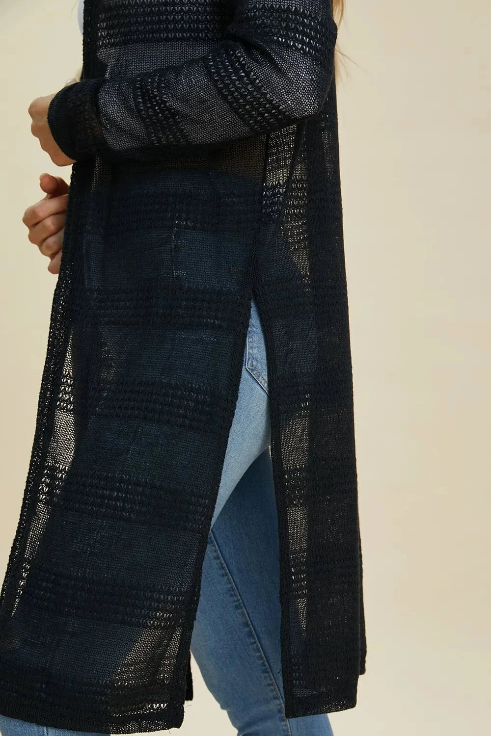 Double Take Full Size Open Front Longline Cardigan everyday essentials