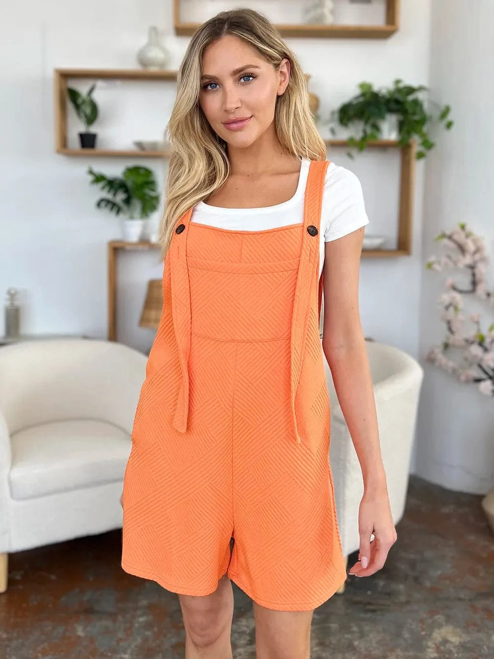 Double Take Full Size Texture Sleeveless Romper everyday essentials