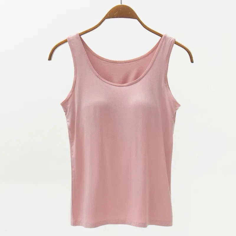 Dusty Pink Full Size Wide Strap Modal Tank with Bra everyday essentials