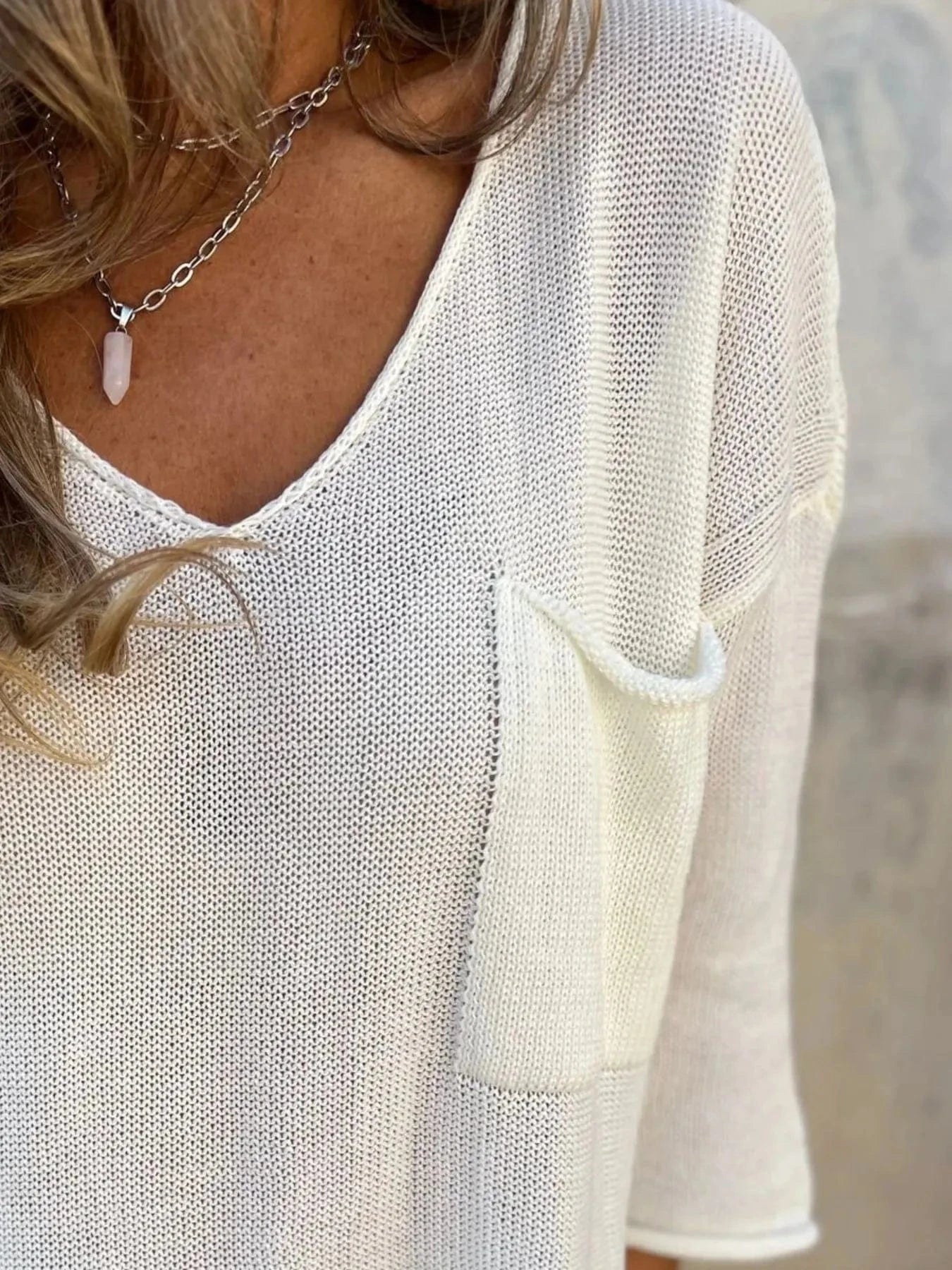 Full Size Casual V-Neck Knit Sweater Plus Size everyday essentials