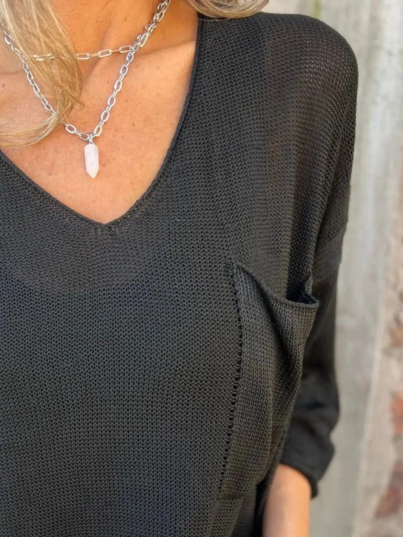 Full Size Casual V-Neck Knit Sweater Plus Size everyday essentials