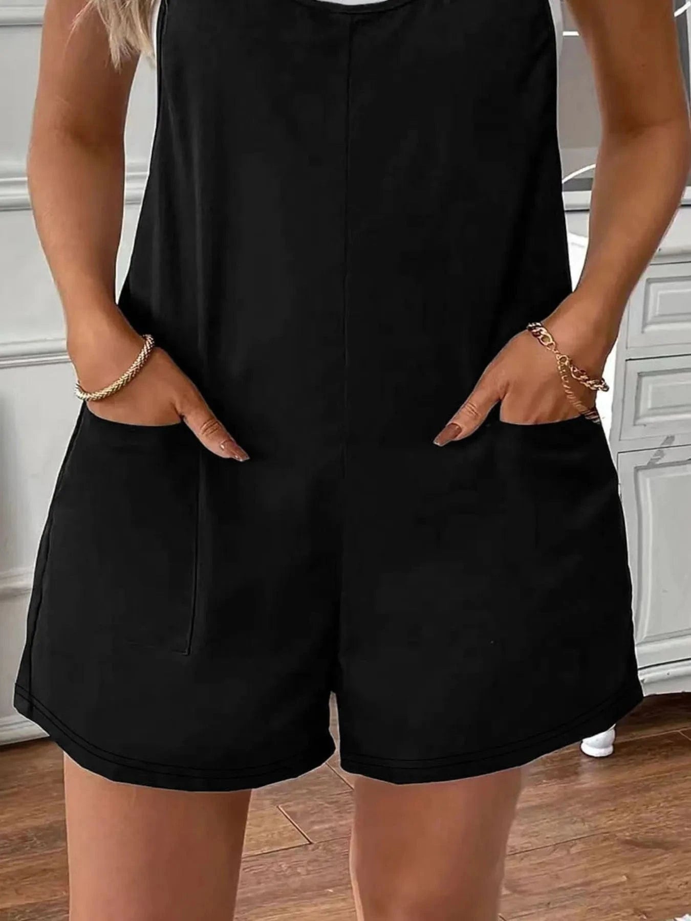 Full Size Scoop Neck Spaghetti Strap Overalls Plus Size everyday essentials